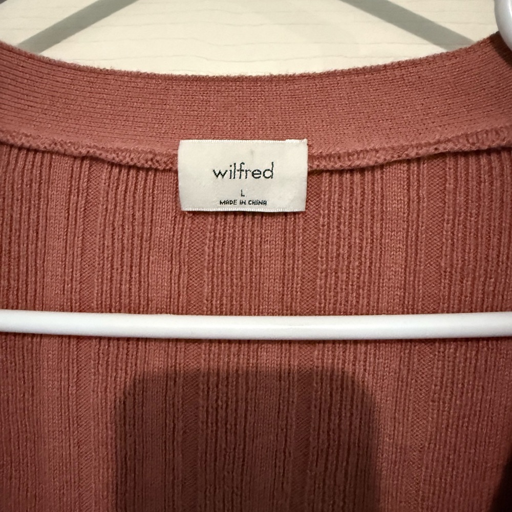 Wilfred Pink Cropped Cardigan Sweater with Balloon Sleeves - Picture 3 of 4